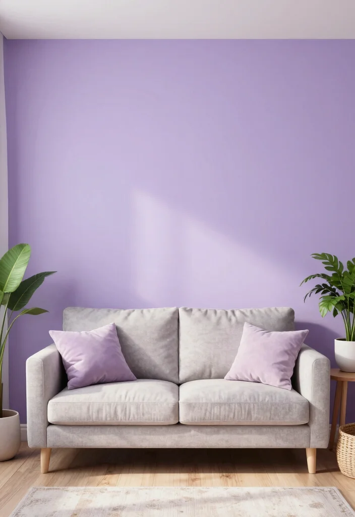17 One Wall Painted Living Room Ideas Simple Big Impact - 17. Dreamy Lavender 1