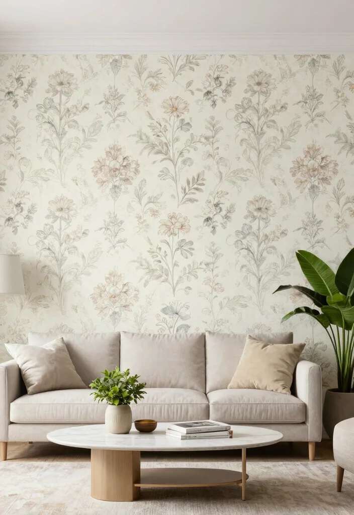 17 One Wall Painted Living Room Ideas Simple Big Impact - 7. The Power of Wallpaper 1