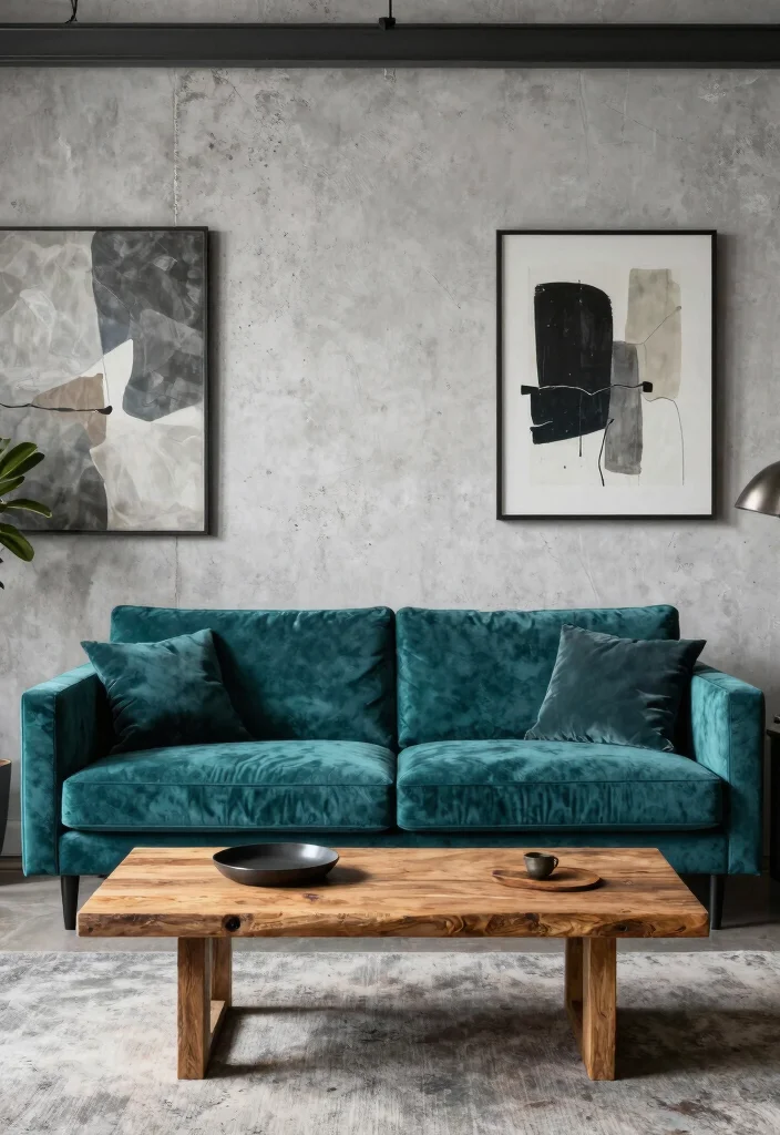 17 Teal Velvet Sofa Living Room Ideas Dramatic and Luxe - 11. Urban Modern 1