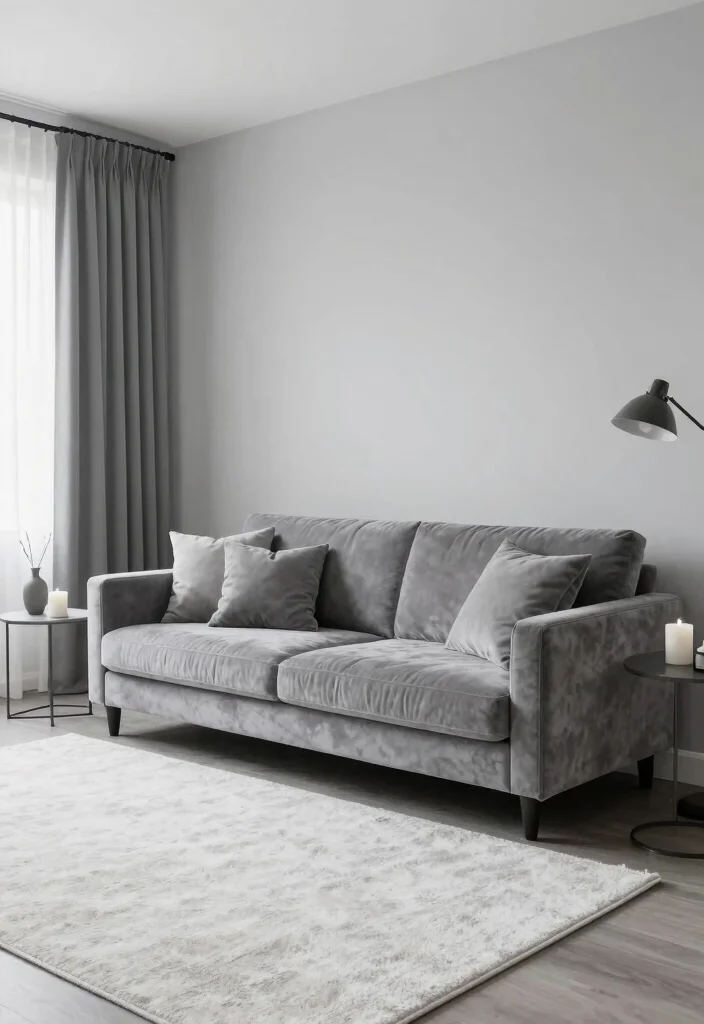 17 Velvet Couch Living Room Ideas Luxe and Inviting - 9. Embrace Monochrome Schemes 1