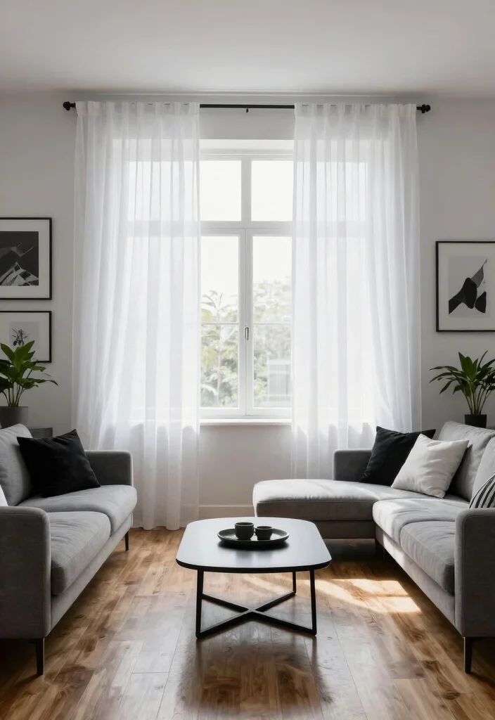 17 White Sheer Curtains Living Room Ideas for a Bright Minimal Style - 3. Monochrome Palettes 1