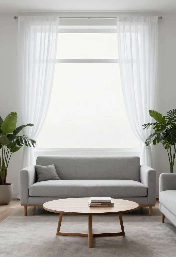 17 White Sheer Curtains Living Room Ideas for a Bright Minimal Style - 4. Minimalist Decor 1