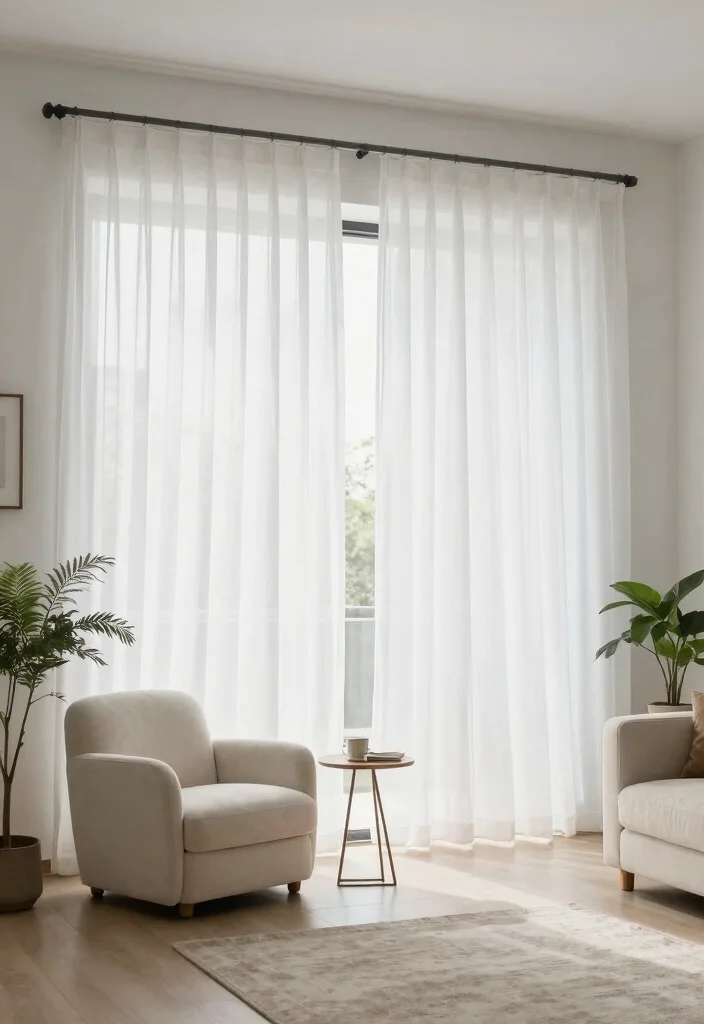 17 White Sheer Curtains Living Room Ideas for a Bright Minimal Style - 8. Room Dividers 1