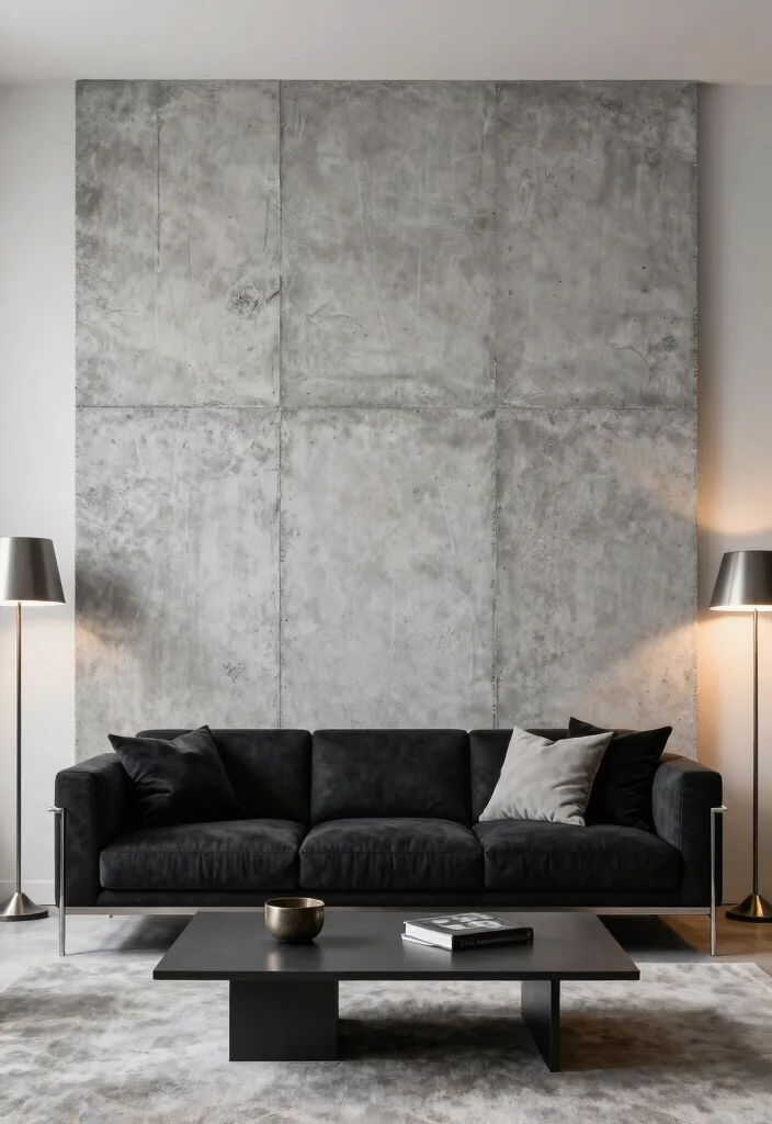 18 3D Wall Panels Living Room Ideas Modern Texture Focus - 6. Faux Concrete Panels 1
