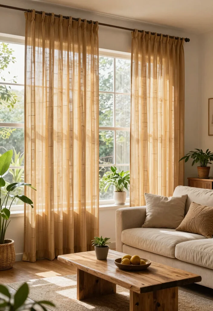 18 Best Curtains for Living Room Ideas That Elevate Any Space - 3. Bamboo Curtains 1