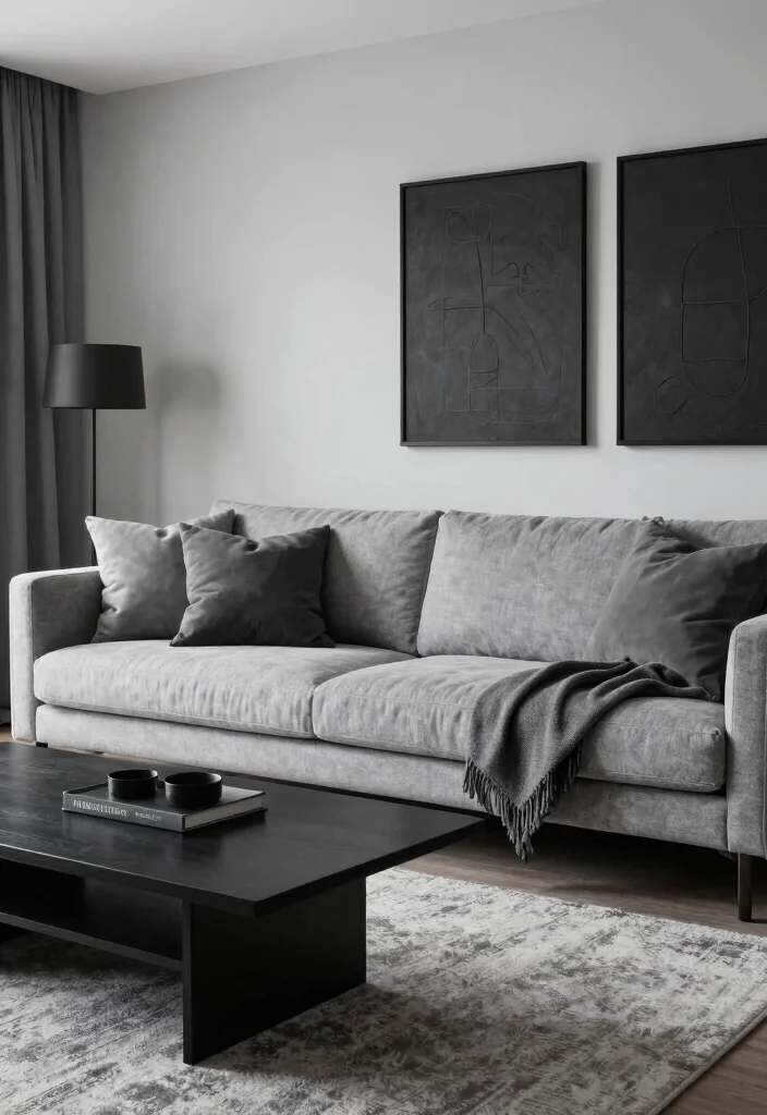 18 Gray Sofa Living Room Color Scheme Ideas Easy to Style - 4. Monochromatic Elegance with Shades of Gray 1