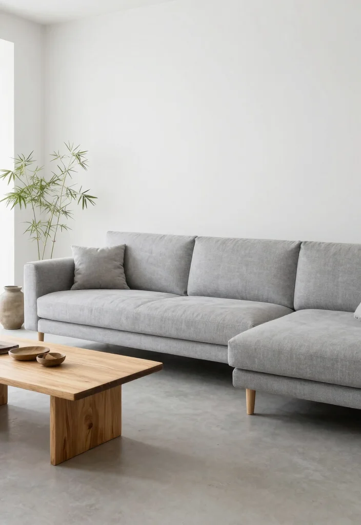 18 L Shaped Couch Living Room Ideas Perfect for Any Layout - 9. Minimalist Zen 1