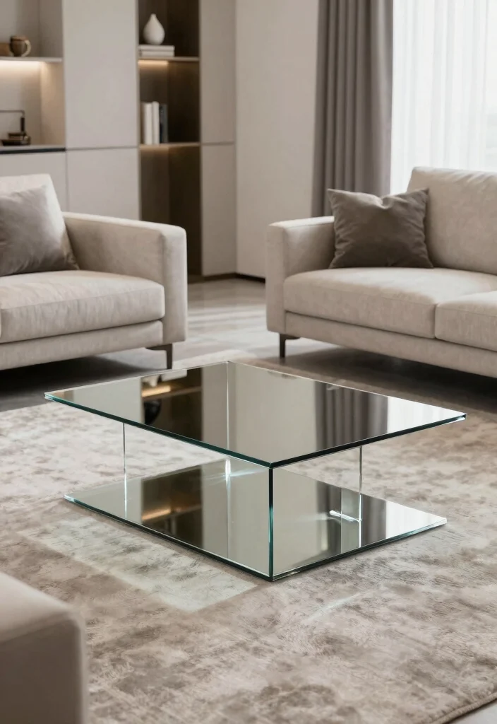 18 Mirror Feature Wall Living Room Ideas for a Bright, Spacious Feel - 5. Mirrored Furniture 1