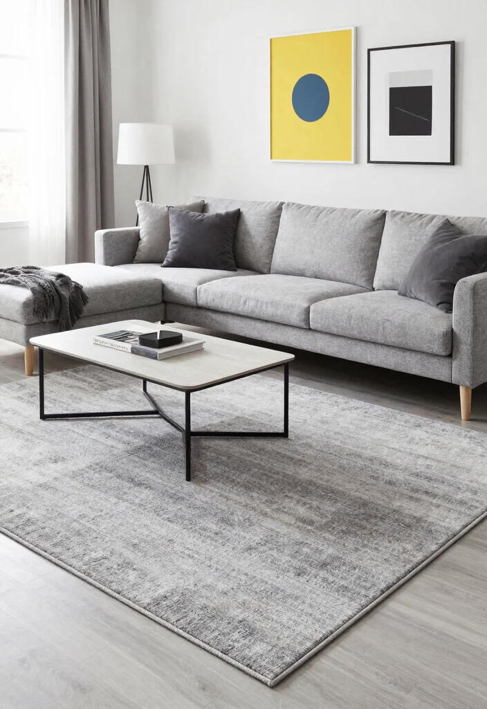 18 Rug in Living Room Ideas That Tie the Space Together - 11. Monochromatic Looks 1