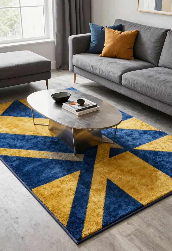 18 Rug in Living Room Ideas That Tie the Space Together - 2. Bold Geometric Patterns 1