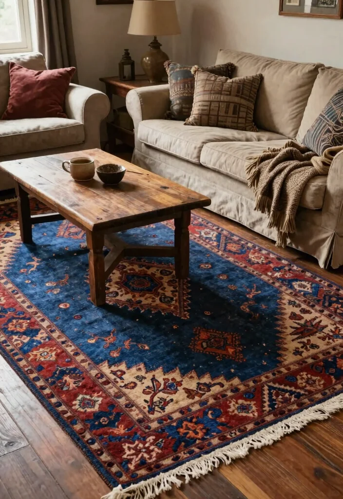 18 Rug in Living Room Ideas That Tie the Space Together - 8. Natural Dye Techniques 1