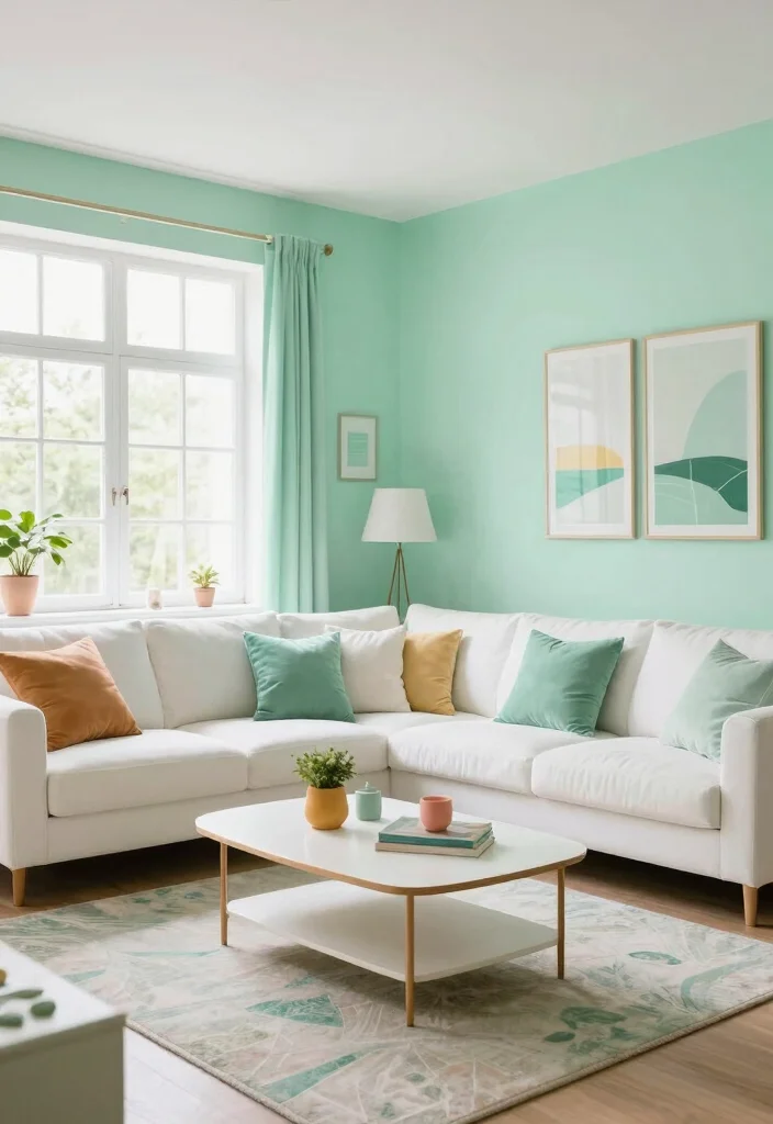 18 Wall Colour Ideas for Living Room Fresh Modern Palettes - 14. Mint Green 1