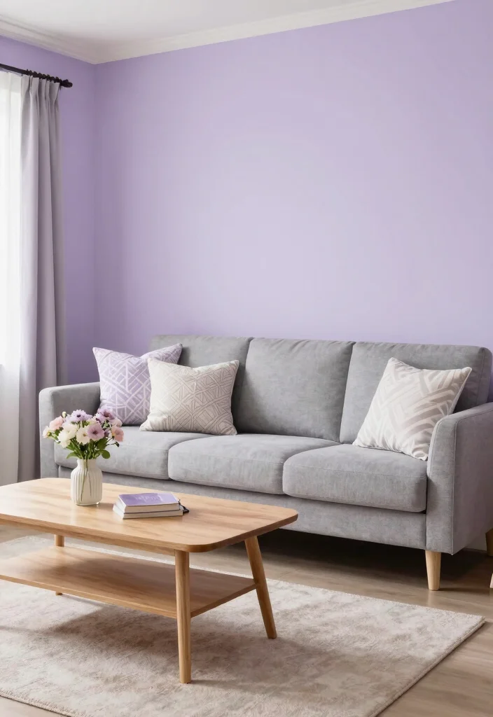 18 Wall Colour Ideas for Living Room Fresh Modern Palettes - 15. Soft Lavender 1
