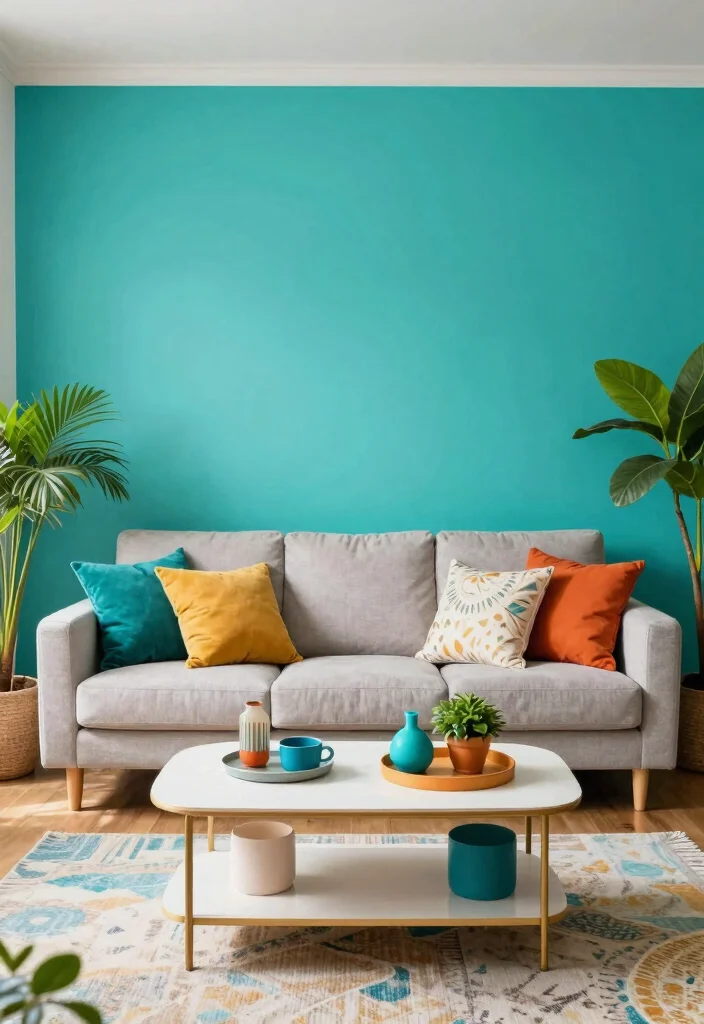 18 Wall Colour Ideas for Living Room Fresh Modern Palettes - 18. Bright Teal 1
