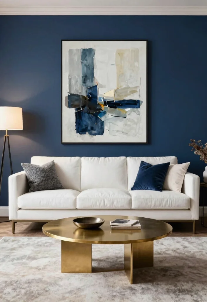 18 Wall Colour Ideas for Living Room Fresh Modern Palettes - 2. Deep Navy Blue 1