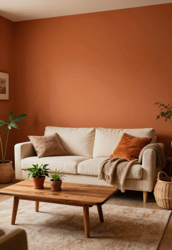 18 Wall Colour Ideas for Living Room Fresh Modern Palettes - 3. Terracotta Orange 1