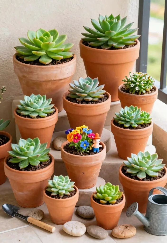 12 Fairy Garden Container Ideas That Fit on Small Balconies and Patios - 1. Terracotta Pot Fairy Garden 1