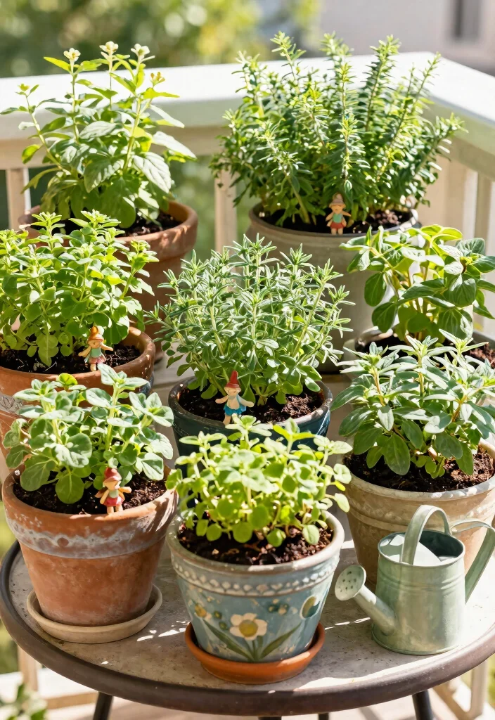 12 Fairy Garden Container Ideas That Fit on Small Balconies and Patios - 10. Potted Herb Fairy Garden 1