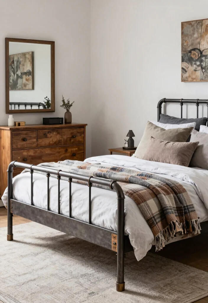 12 Farmhouse Bed Frame Ideas on a Budget That Look Expensive - 5. Metal Pipe Frame 1