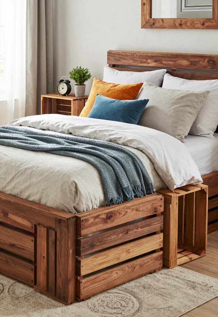 12 Farmhouse Bed Frame Ideas on a Budget That Look Expensive - 7. Crate Bed Frame 1