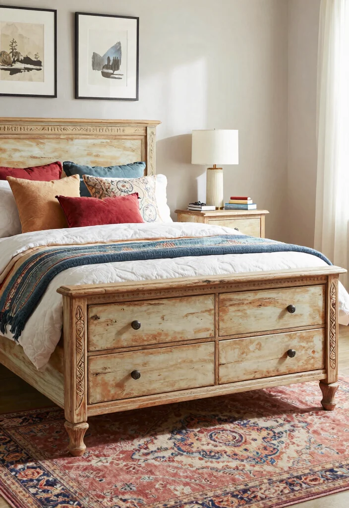 12 Farmhouse Bed Frame Ideas on a Budget That Look Expensive - 8. Repurposed Furniture Frame 1