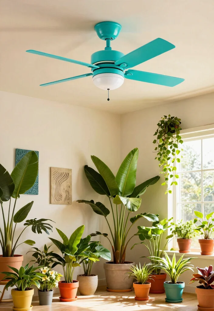 12 Flush Mount Ceiling Fan Ideas for Low Ceilings That Need Airflow - 4. Colorful Accents 1