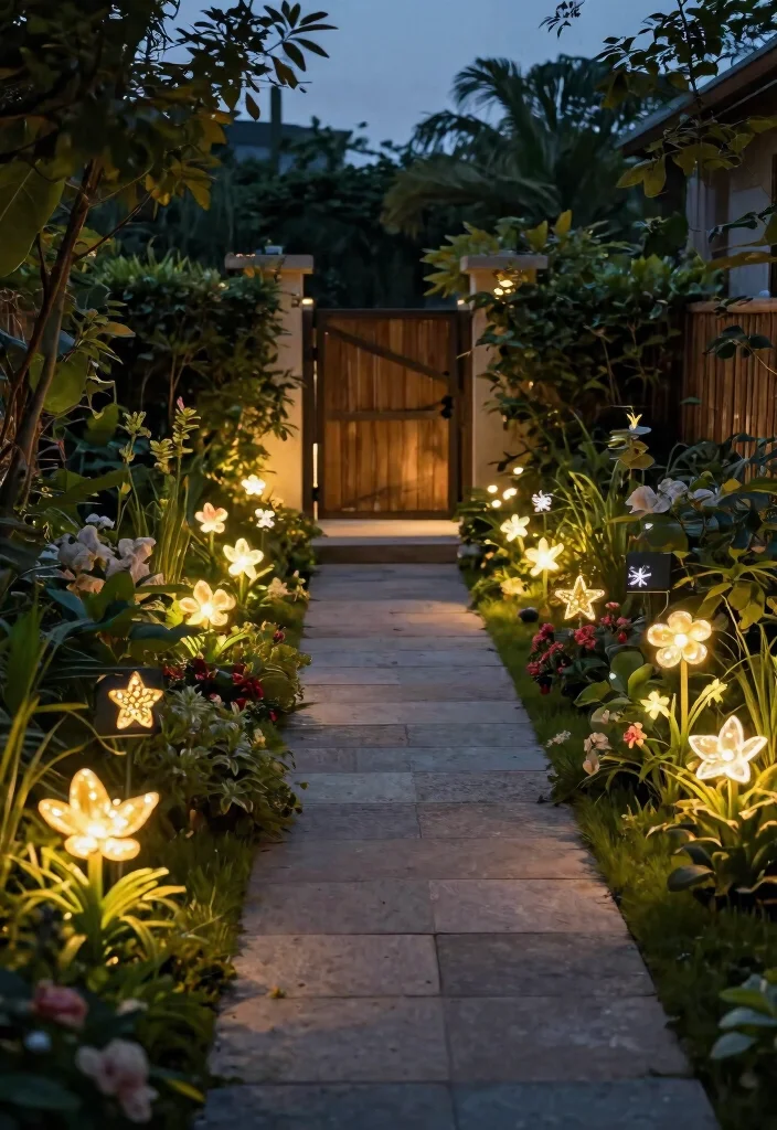 12 Gate Lights Outdoor Ideas That Stay Lit Without Hardwiring - 2. Decorative Solar Path Lights 1