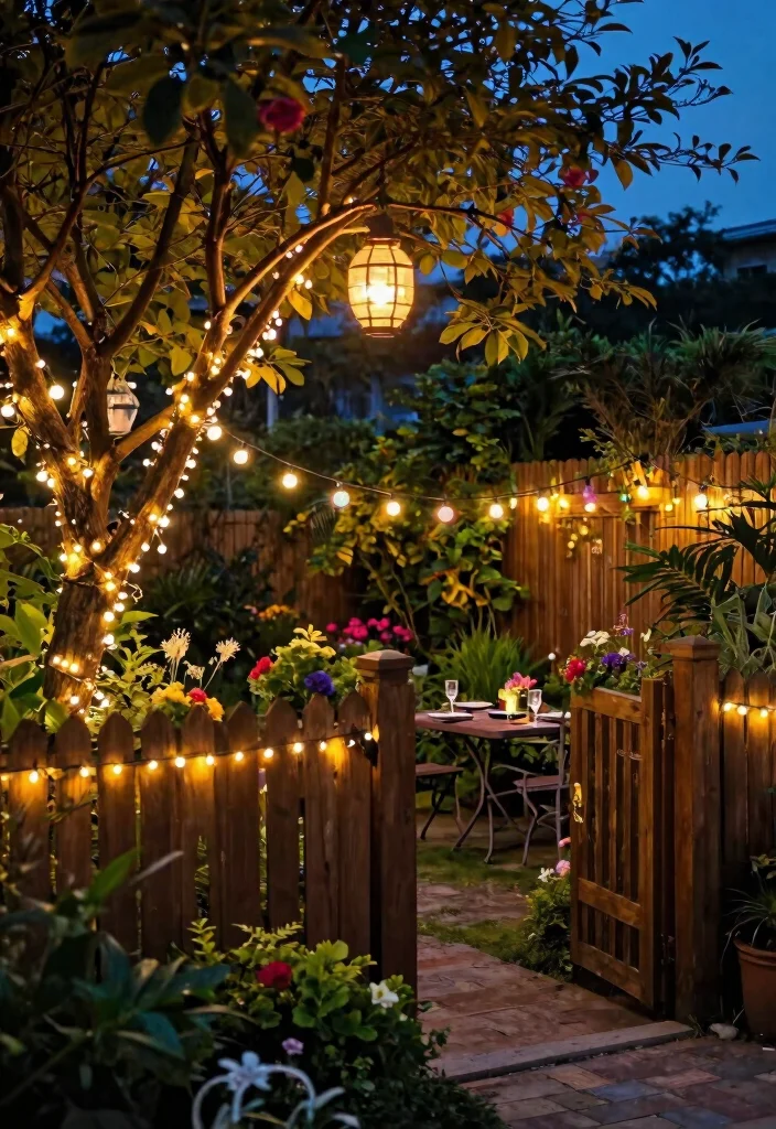 12 Gate Lights Outdoor Ideas That Stay Lit Without Hardwiring - 3. Lantern String Lights for a Festive Atmosphere 1
