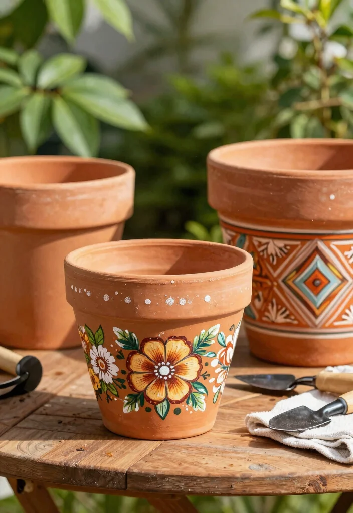 12 Hand Painted Planter Ideas That Don't Chip or Fade - 1. Terracotta Elegance with a Twist 1