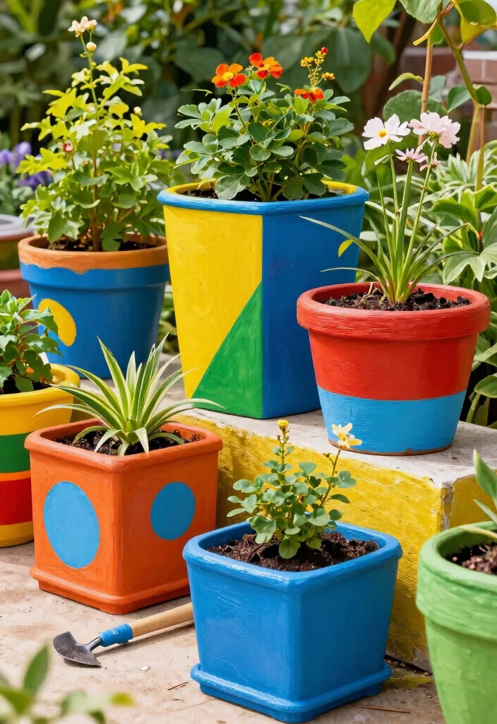 12 Hand Painted Planter Ideas That Don't Chip or Fade - 10. Color-Blocked Perfection 1