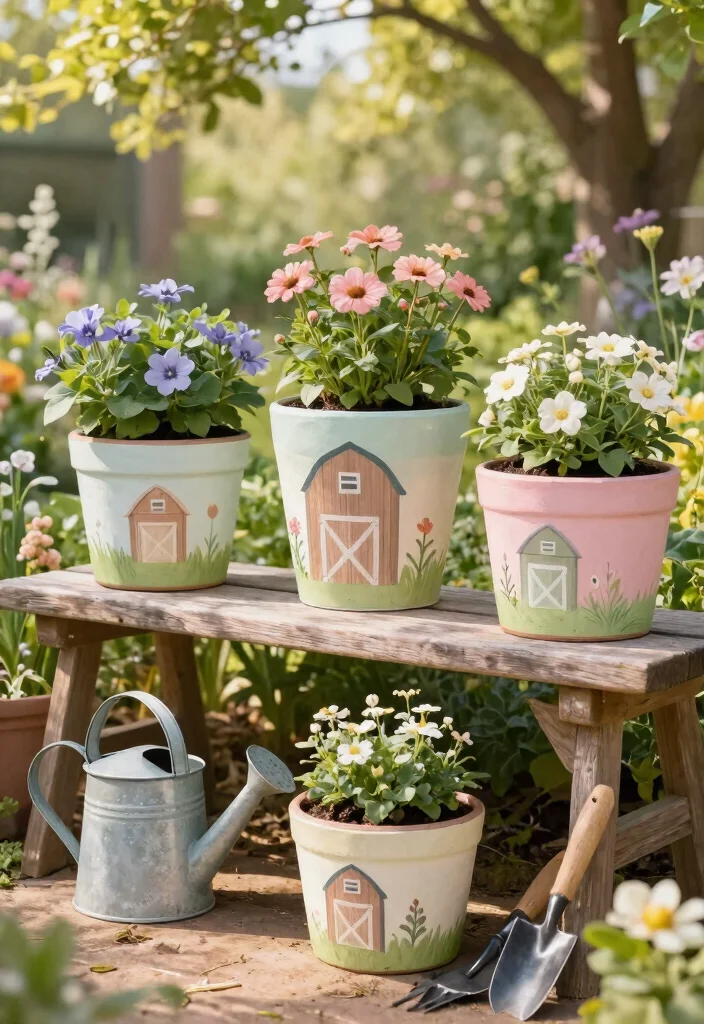 12 Hand Painted Planter Ideas That Don't Chip or Fade - 3. Rustic Farmhouse Charm 1