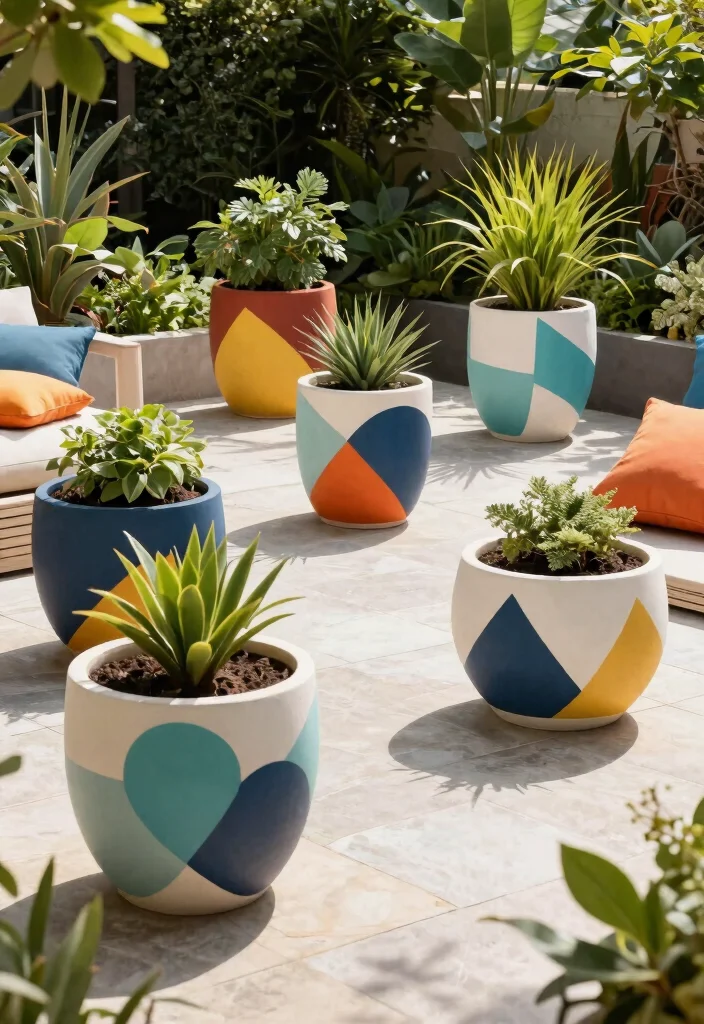12 Hand Painted Planter Ideas That Don't Chip or Fade - 4. Geometric Wonders 1