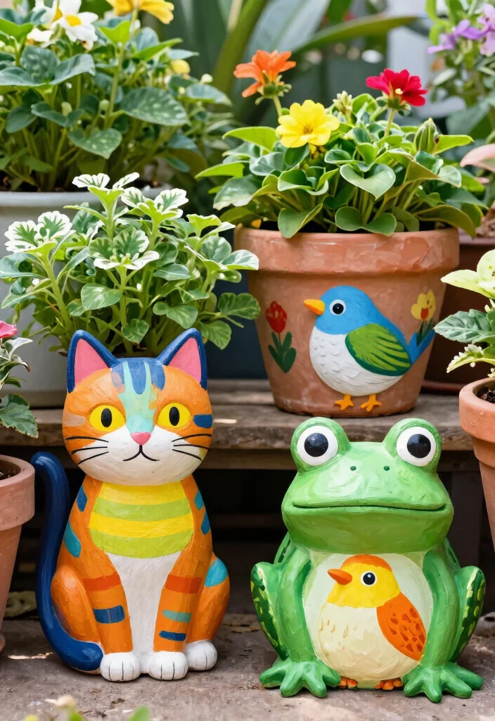 12 Hand Painted Planter Ideas That Don't Chip or Fade - 5. Whimsical Animal Themes 1
