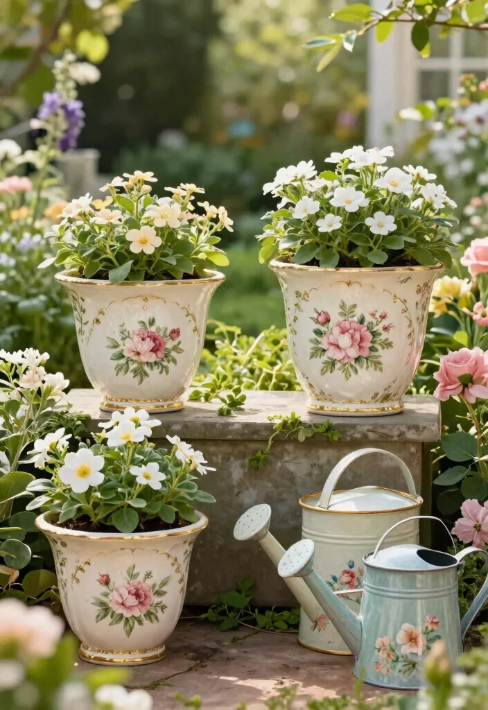 12 Hand Painted Planter Ideas That Don't Chip or Fade - 7. Vintage China Revival 1