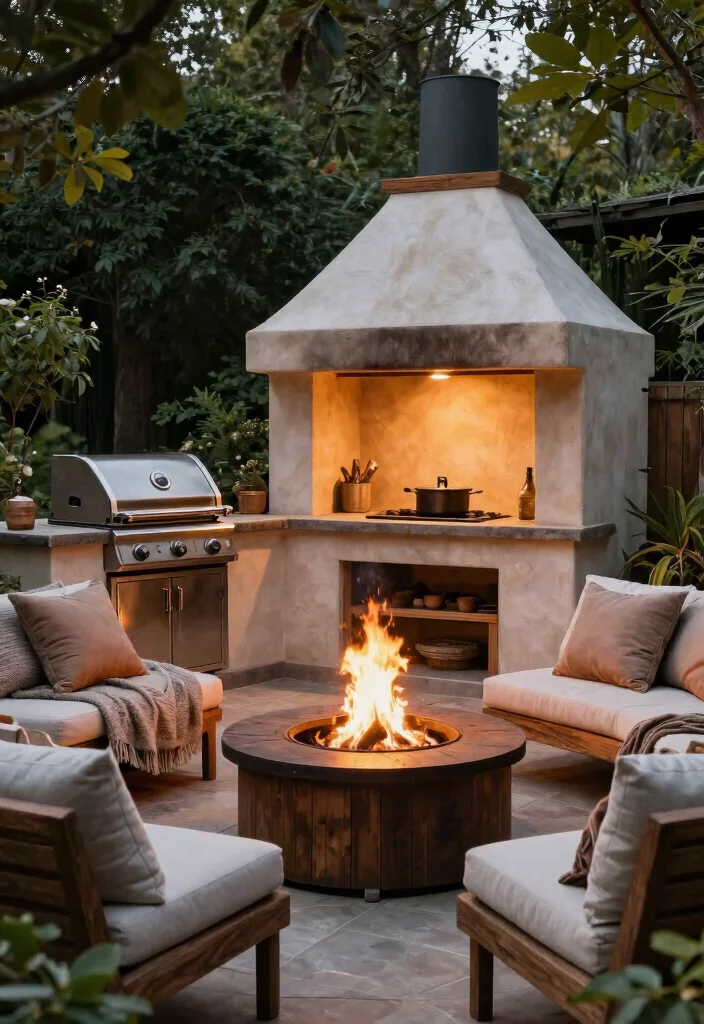 12 Luxury Outdoor Kitchen Ideas That Justify the Splurge - 4. Cozy Fire Features 1