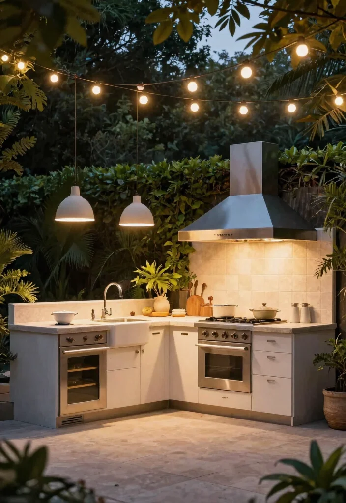 12 Luxury Outdoor Kitchen Ideas That Justify the Splurge - 7. Statement Lighting 1