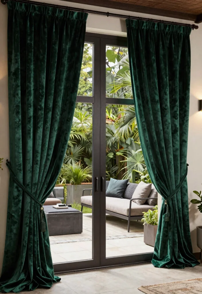 12 Patio Door Curtains That Block Heat Without Looking Dated - 7. Textured Velvet Drapes 1