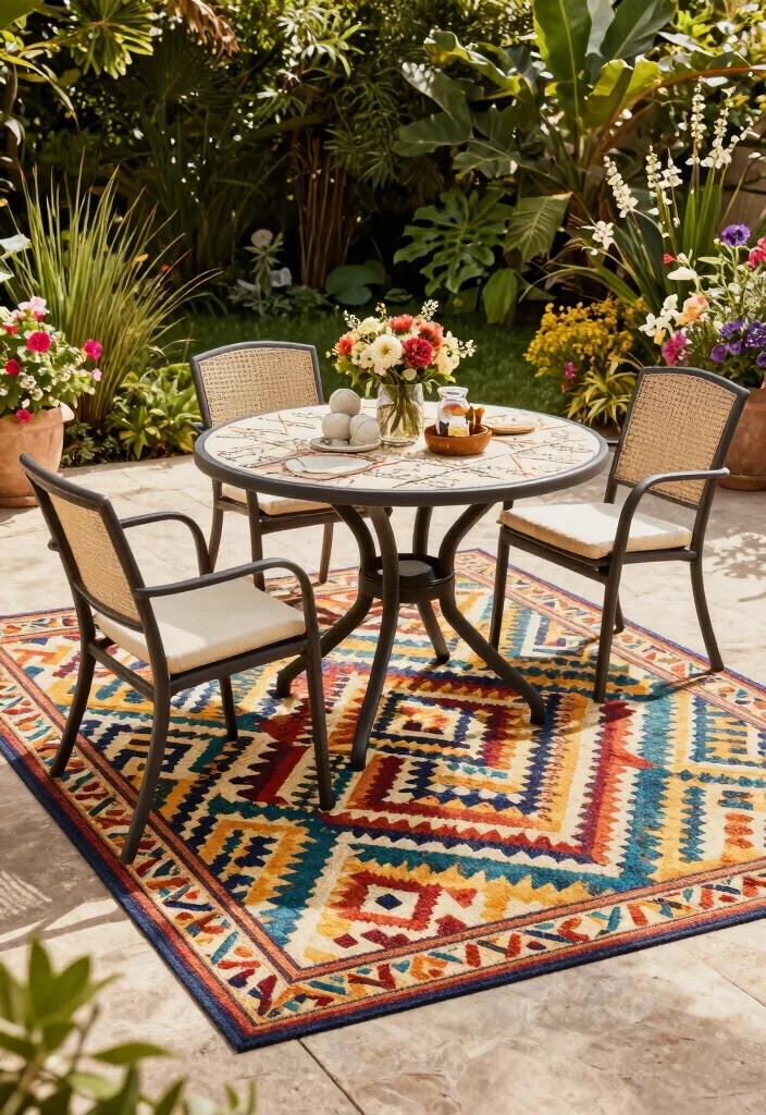 12 Spring Outdoor Decor Ideas That Survive Rain and Wind - 2. Durable Outdoor Rugs 1