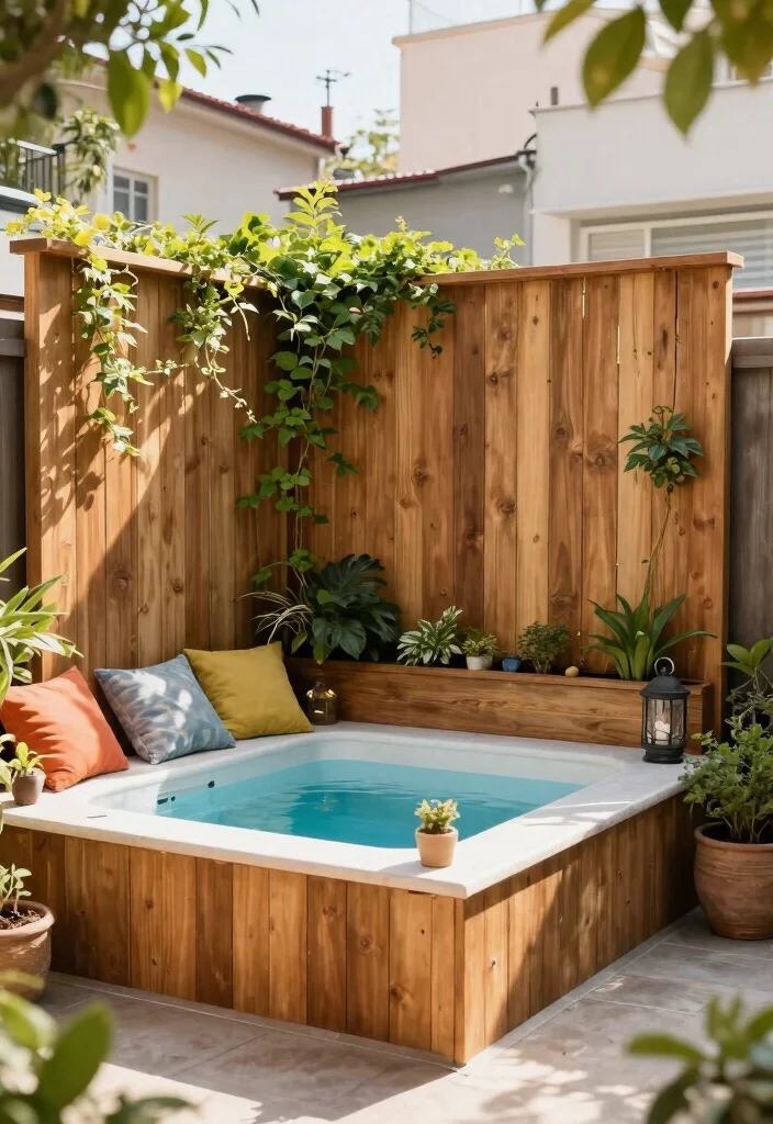 12 Swim Spa Backyard Ideas That Fit Small Yards and Tight Budgets - 6. Creative Privacy Screens 1