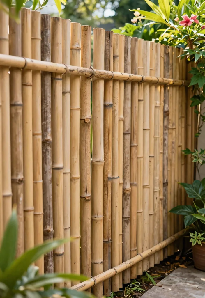 14 Backyard Fence Ideas on a Budget That Boost Curb Appeal - 7. Bamboo Privacy Fence 1