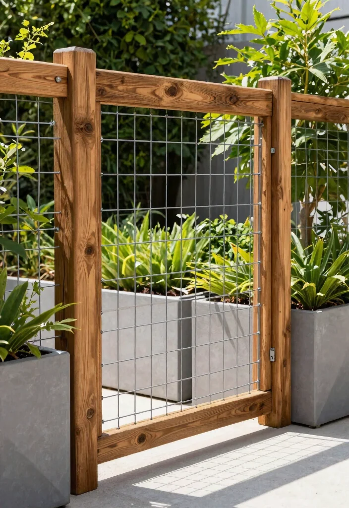14 Backyard Fence Ideas on a Budget That Boost Curb Appeal - 9. Wire and Wood Fence Combo 1