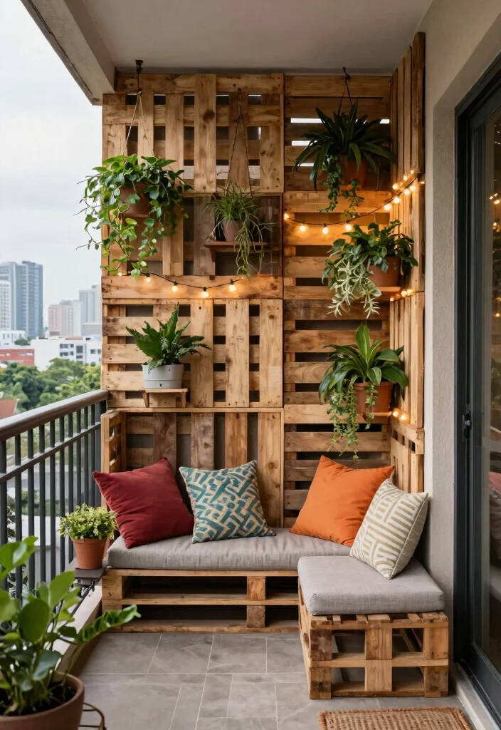 14 Balcony Grill Railing Design Ideas That Add Privacy Without Blocking Views - 13. Rustic Pallet Walls 1