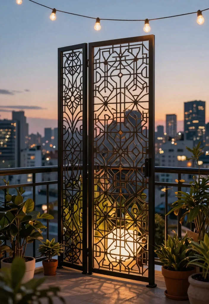 14 Balcony Grill Railing Design Ideas That Add Privacy Without Blocking Views - 2. Decorative Metal Screens 1