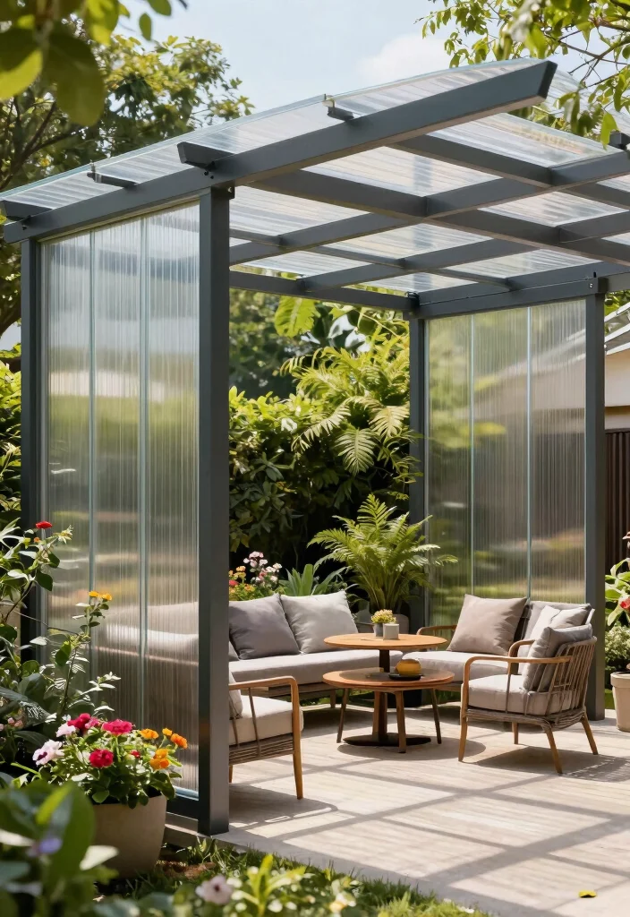 14 Cobertura de Pergola Que Resiste Lluvia y Viento Fuerte - 2. Polycarbonate Panels 1