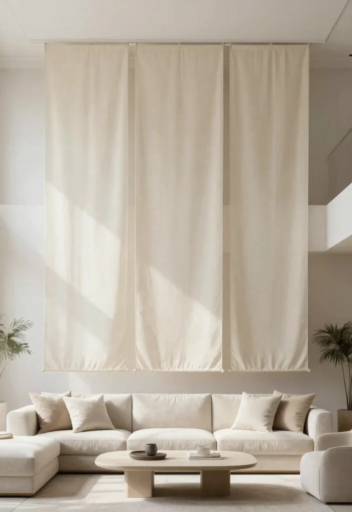 14 High Ceiling Curtain Ideas That Don't Cost a Fortune in Fabric - 11. Simple Fabric Panels 1