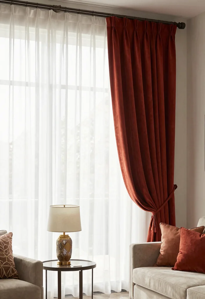 14 High Ceiling Curtain Ideas That Don't Cost a Fortune in Fabric - 6. Layered Looks 1