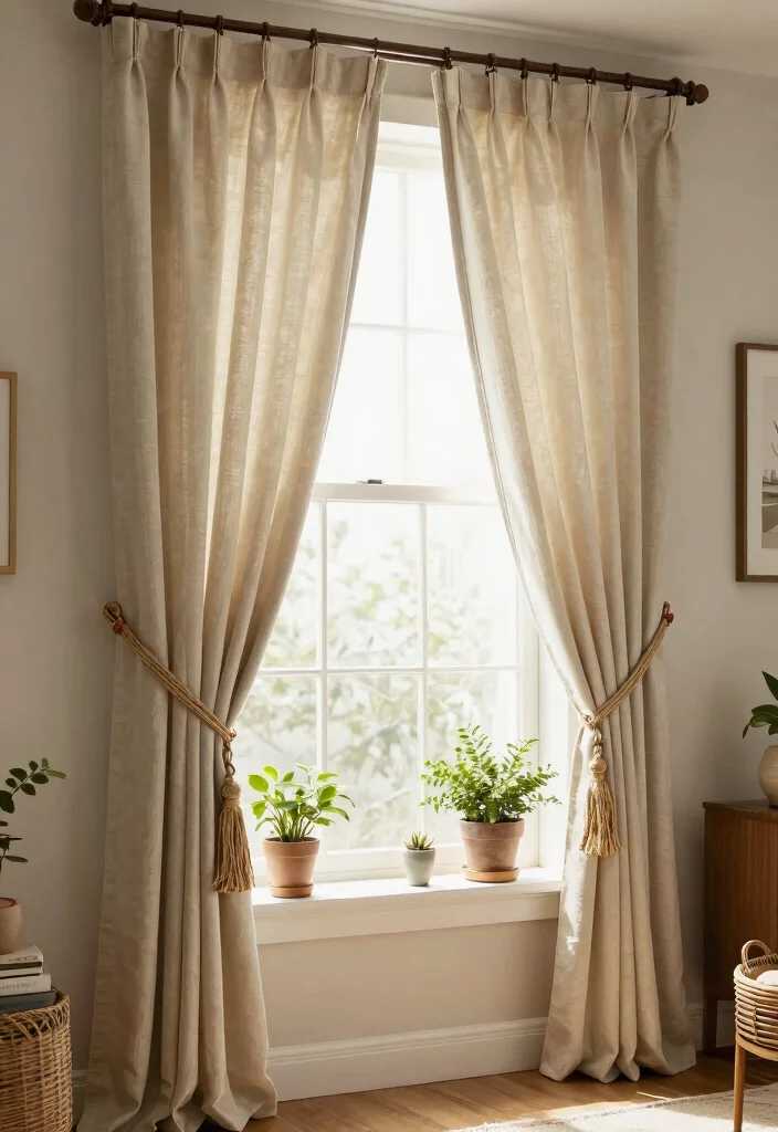 14 High Ceiling Curtain Ideas That Don't Cost a Fortune in Fabric - 7. Curtain Tiebacks 1