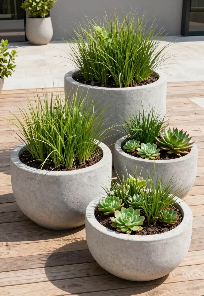 14 Large Outdoor Planter Ideas That Stay Put in Wind and Weather - 1. Oversized Concrete Planters 1