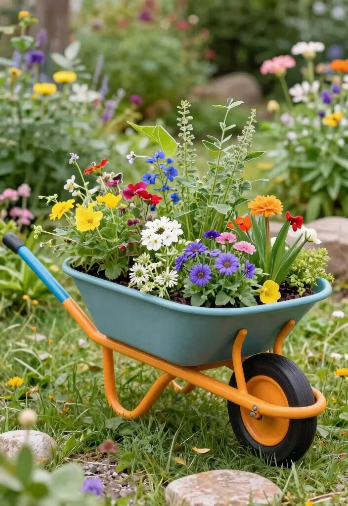 14 Large Outdoor Planter Ideas That Stay Put in Wind and Weather - 13. Wheelbarrow Planters 1