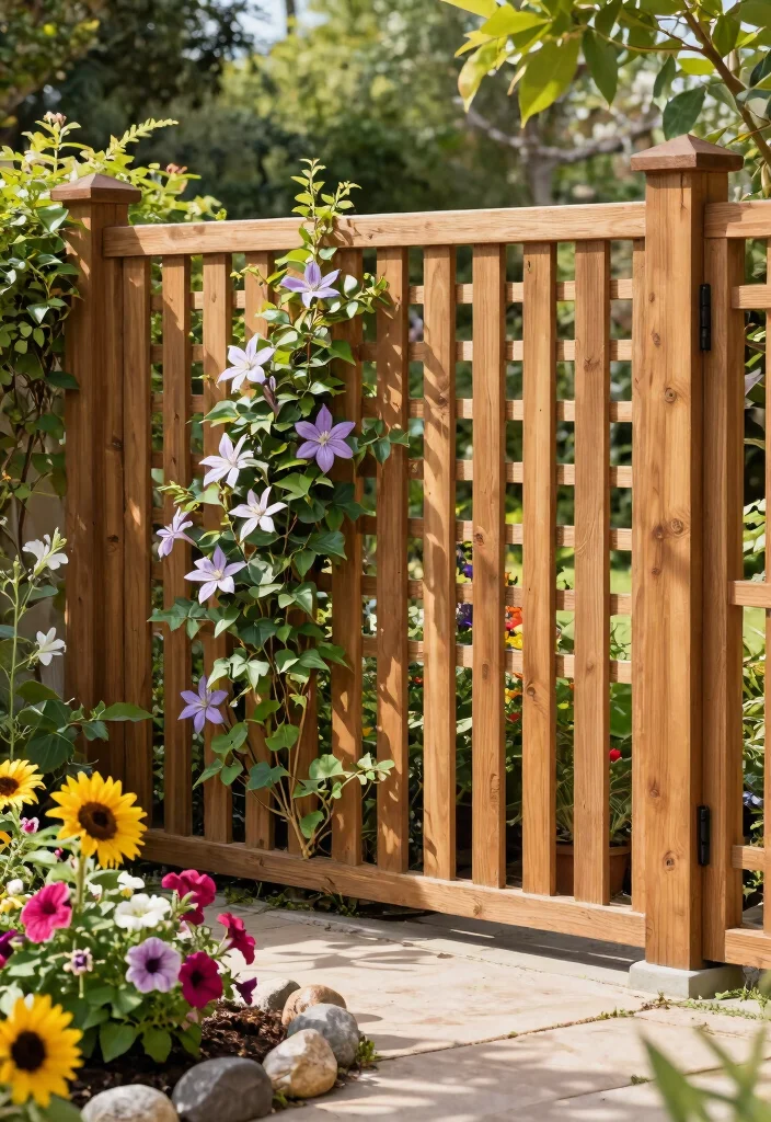 14 Lattice Privacy Fence Ideas That Block Views Fast - 1. Classic Wooden Lattice Fence 1